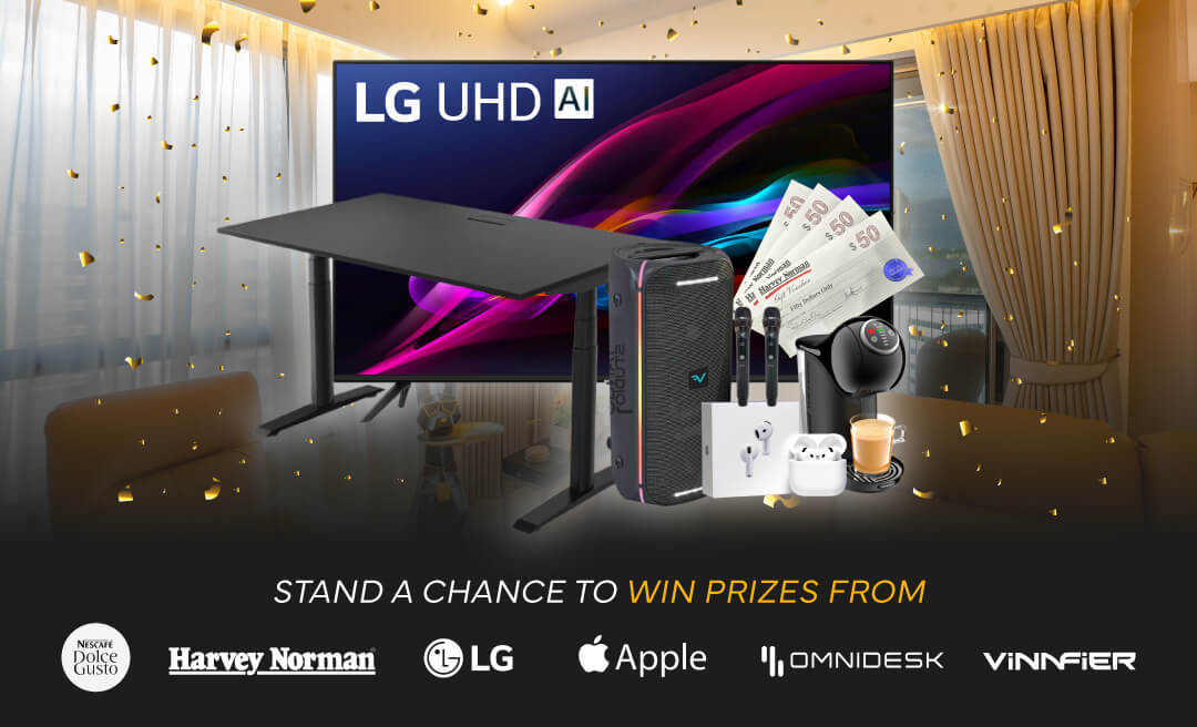 Sign up and stand a chance to win lucky draw prizes from Apple, LG, Omnidesk and more!