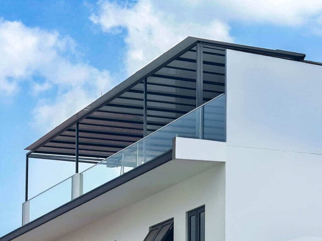 aluminum composite panel installed in landed property rooftop in singapore landscape