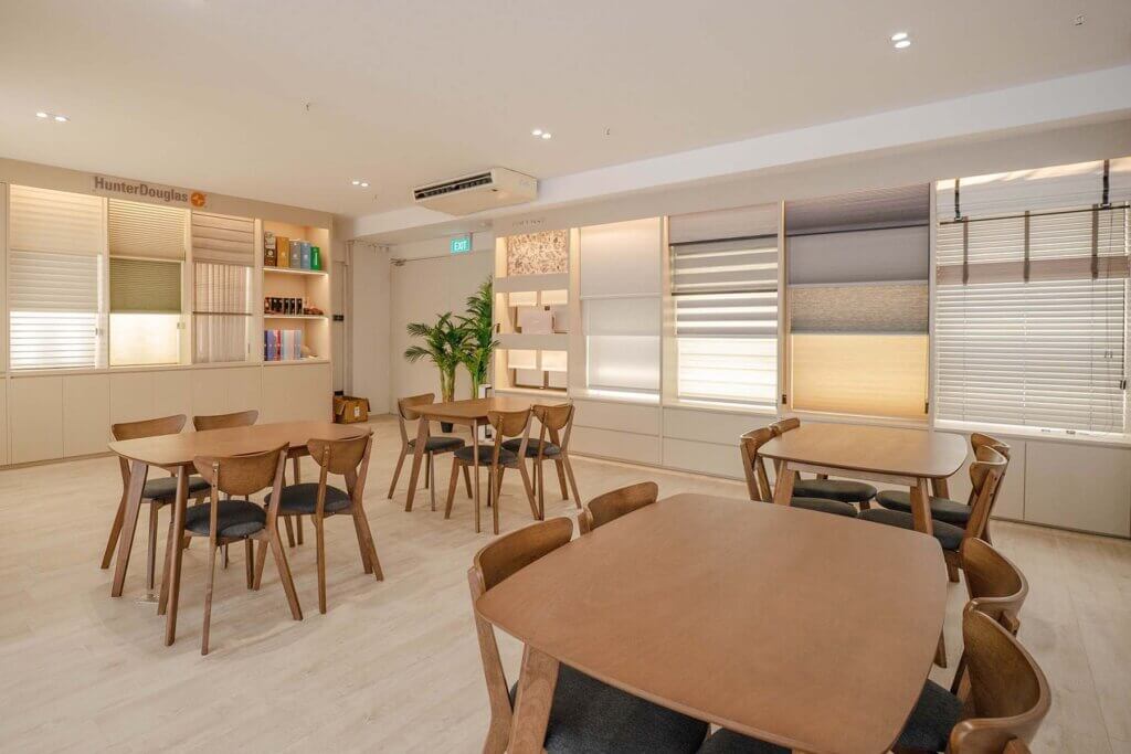 The Curtain Boutique showroom with hunter douglas and indoor blinds