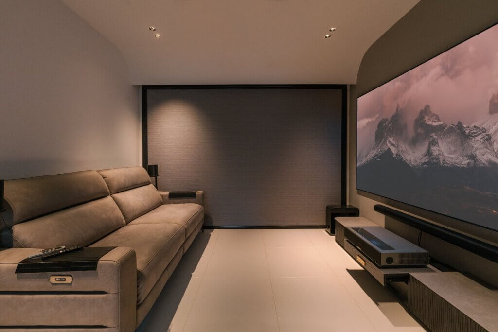 Ziptrak Interior blackout blind installed in a Singapore living room for full light control and privacy